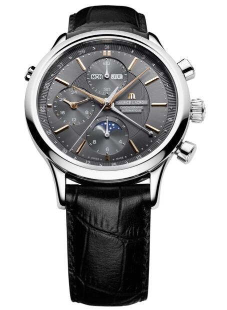 Review Replica Maurice Lacroix LC6078-SS001-331-1 Les Classiques Chronographe Phases de Lune watch band - Click Image to Close